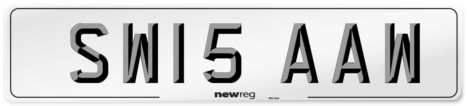 SW15 AAW Number Plate from New Reg